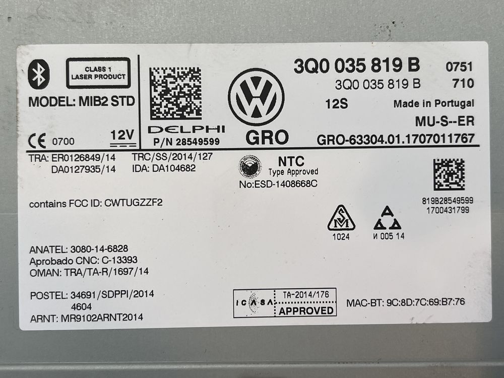 Kit navigatie MIB 2 VW Golf 7 / Passat B8
