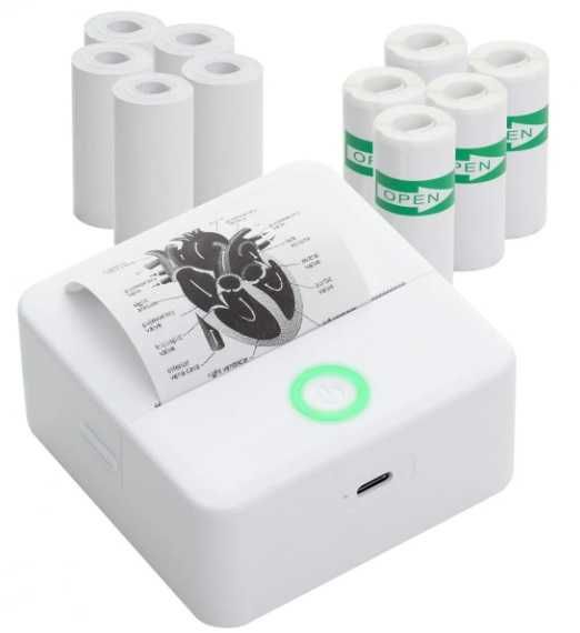 Mini imprimanta, Bluetooth, aplicatie telefon, termica, 3 role incluse