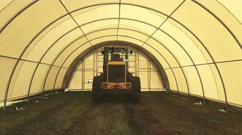 Hala-hale Semirotunda 720g/m² PVC IGNIFUG- alb si verde GM