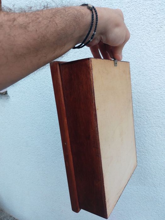 Accesoriu decorațiune display vintage colectie lemn sticla Franța 1950