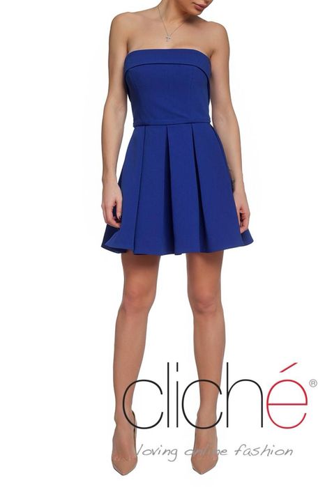 Cliche разкроена рокля в кралско син цвят
