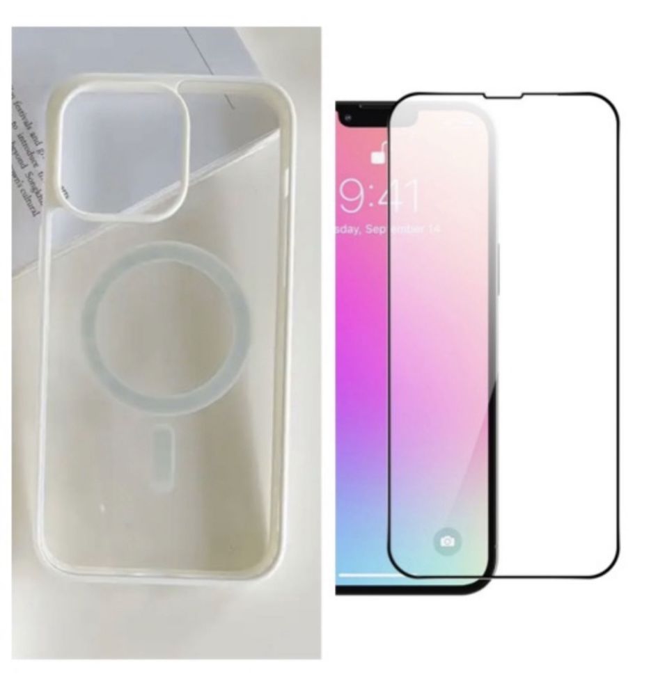 Husa Compact Magsafe + Folie Sticla Iphone 14/15/16E/16/PRO/MAX/PLUS