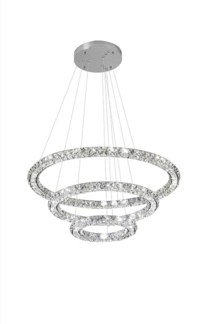 Lustra LED cu trei inele cristal / candelabru