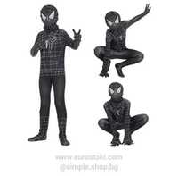 Детски костюм на Спайдърмен, карнавален черен, за ръст 110 см