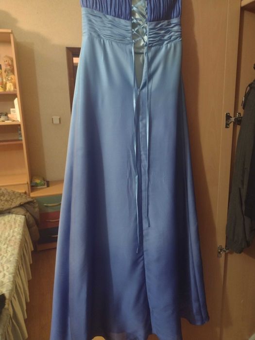 Дълга официална  синя рокля