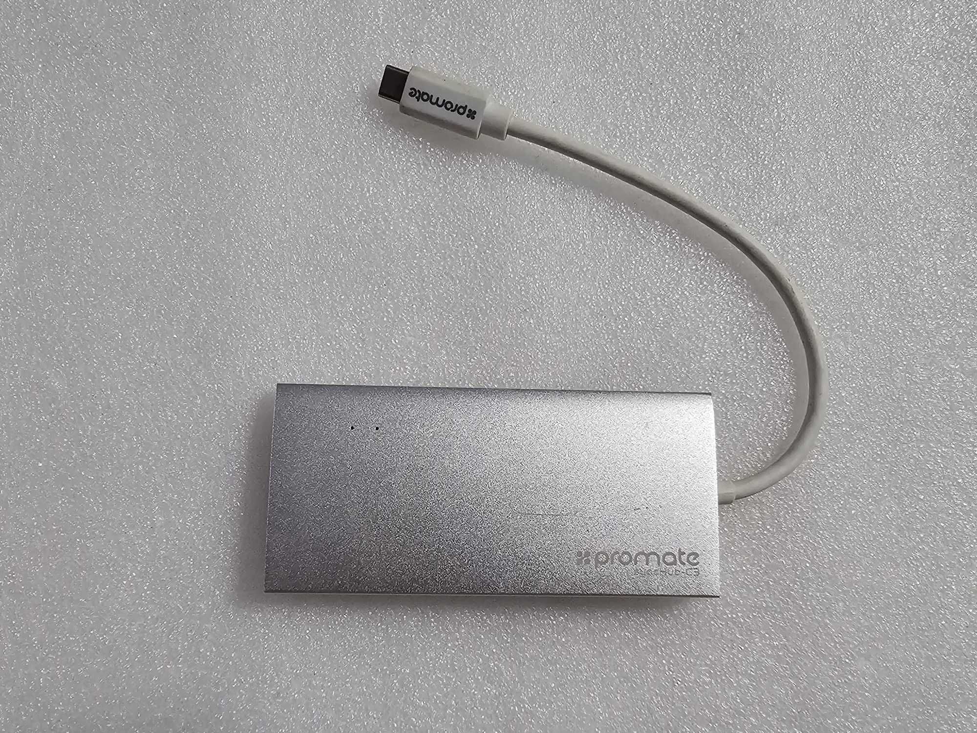 Hub USB 5 in 1 PROMATE syncHub-C3, USB 3.1 Type-A, SD/MicroSD, gri