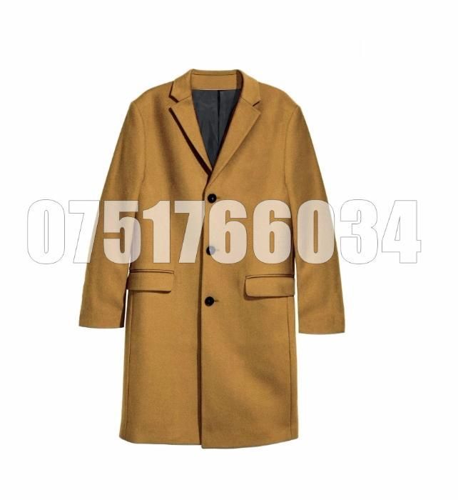 Palton Barbati Casual Elegant Lung Gros Slim Lana Maro LG