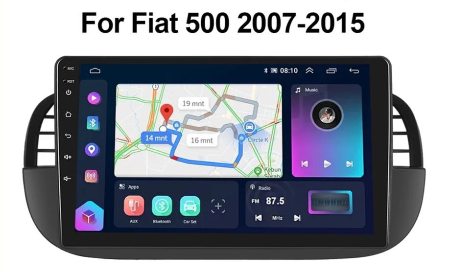 Fiat 500 мултимедия Android GPS Навигация