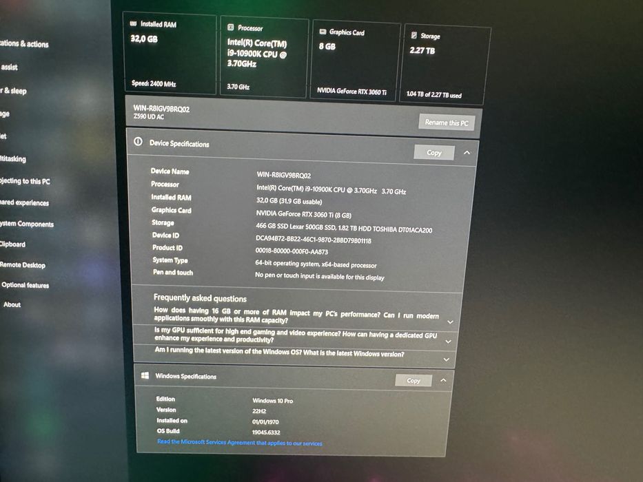 Kuchli i-9 gaming va professional PC sotiladi!