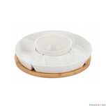 Set boluri pentru servire, din portelan, cu suport din bambus, 5
