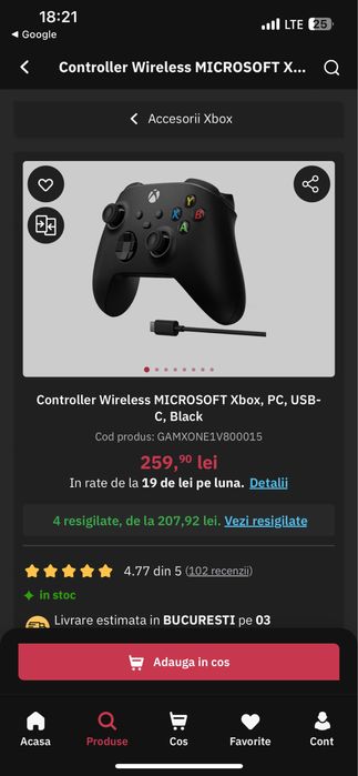 Controller XBOX Wireless MICROSOFT Xbox, PC, USB-C, Black