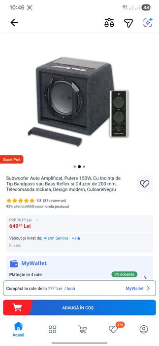 Subwoofer auto actic Alpine