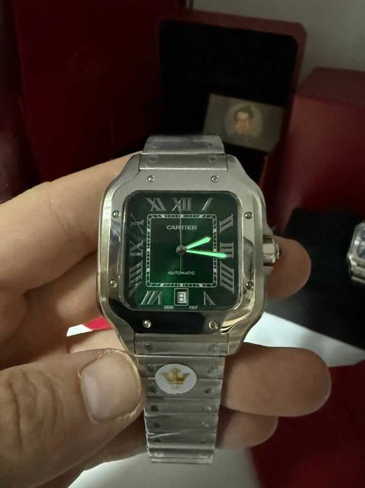 cartier santos 100 silver green