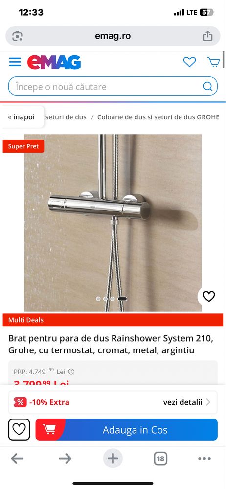 Robinet  GROHE dus cu termostat