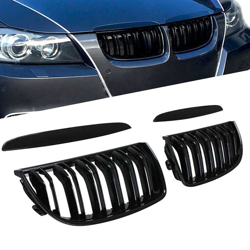 Negru Lucios Grile Nari Duble M Bmw E90 E91 2005-08 Piano Black NOI