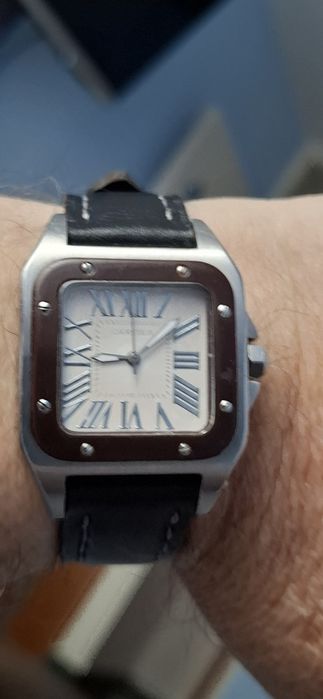 CARTIER ceas de mîna bărbătesc cu baterie și curea din piele naturală