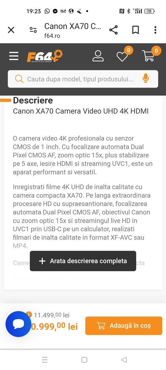 Camera 4k Canon XA70