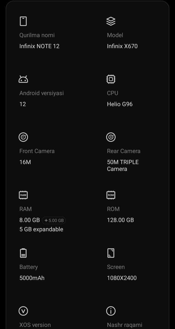 Infinix note 12 8+5/128