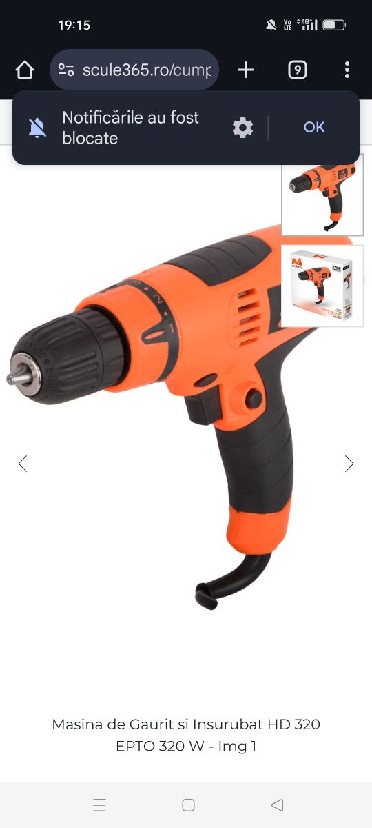 Masina de Gaurit si Insurubat HD-320 EPTO, 320 W, 750 RPM, EvoTools