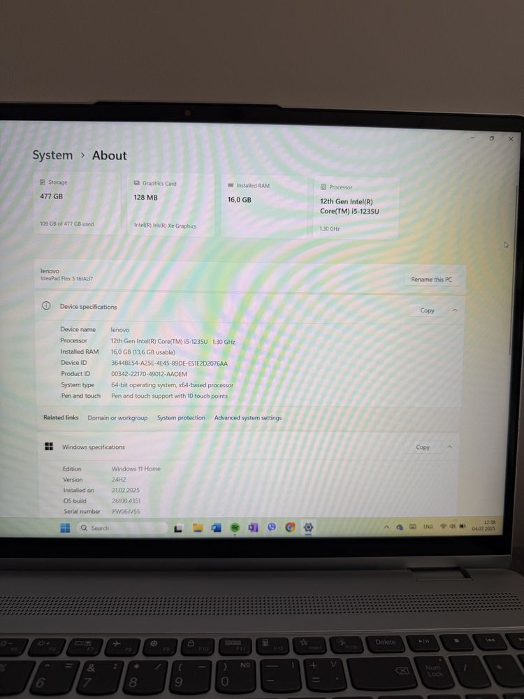 Лаптоп Lenovo IdeaPad Flex 5 16IAU7