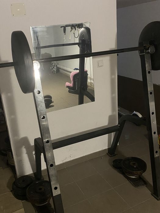 Banca multifunctionala reglabila + greutati 100 kg