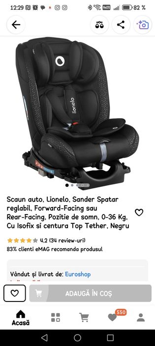 Scaun auto Lionelo Sander Isofix