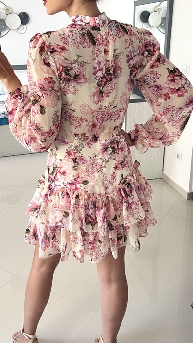 Rochie roz floral cocktail