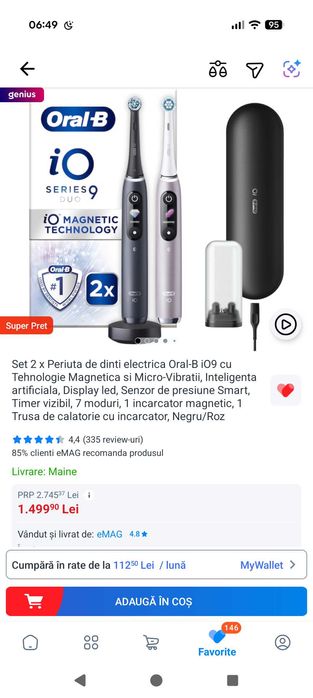 Periuta electrica Oral-B iO9 Duo Sigilata  cu garanție si factura