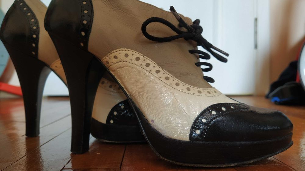 Естествена кожа италиански обувки на висок ток 36н