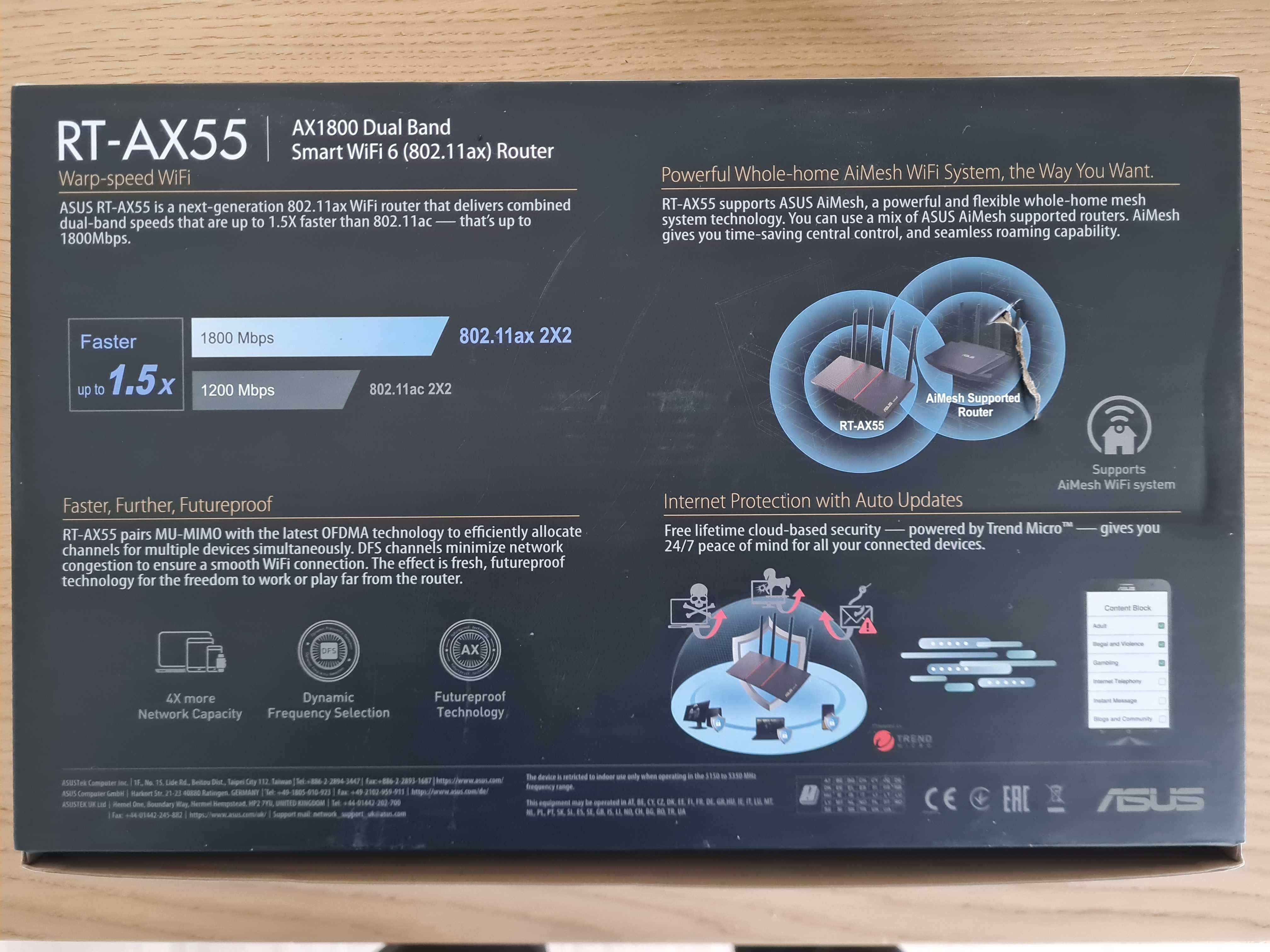 Asus RT-AX55 router AX1800 WiFi 6 (802.11ax)