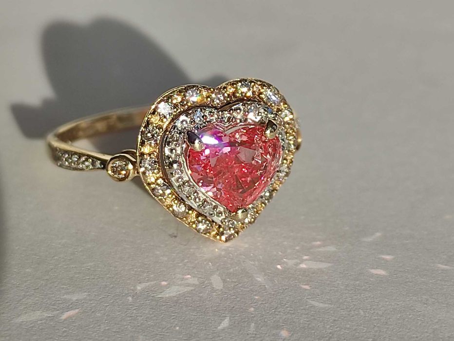 Inel aur 14k cu DIAMANT ROZ 1.35ct pret initial 25.000lei