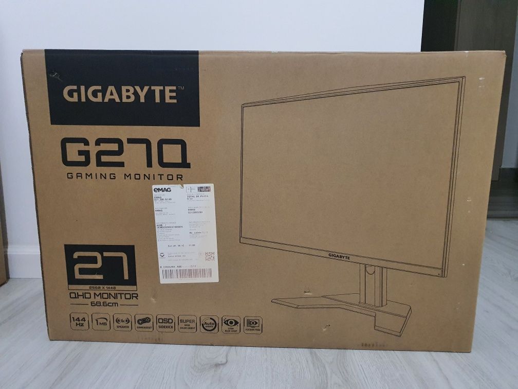 Monitor gaming LED IPS Gigabyte 27", QHD, 144Hz, DisplayPort