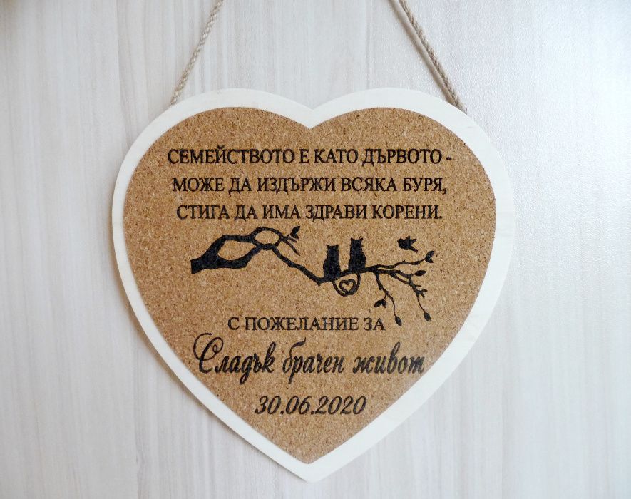 Подарък за Коледа, годишнина, рожден ден - табелка за  врата с имена