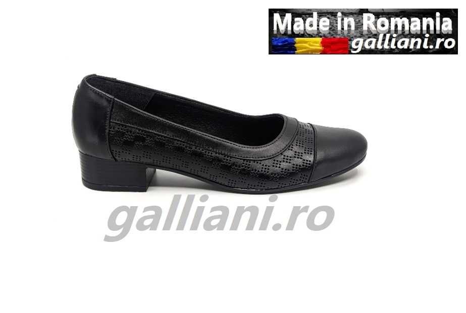 Pantofi eleganti cu toc mic-Anya Black-piele naturala integral.