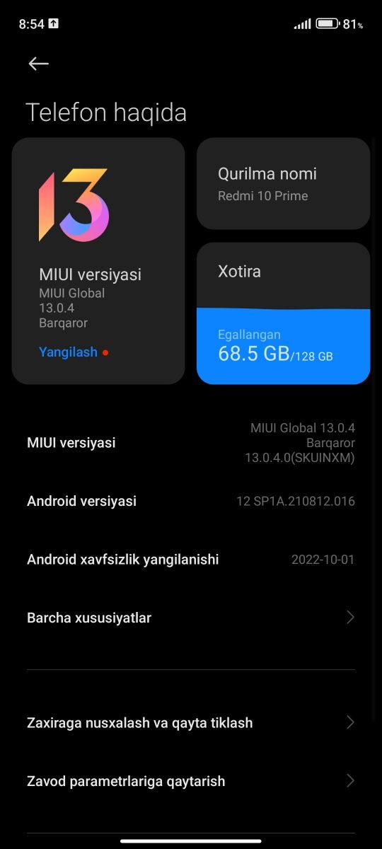 Redmi 10 prime 6 128mg