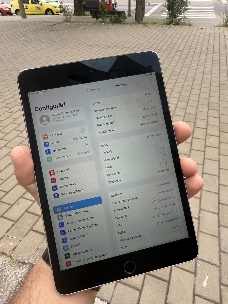 Ipad 4 mini wifi+cellular 64Gb stare f buna !