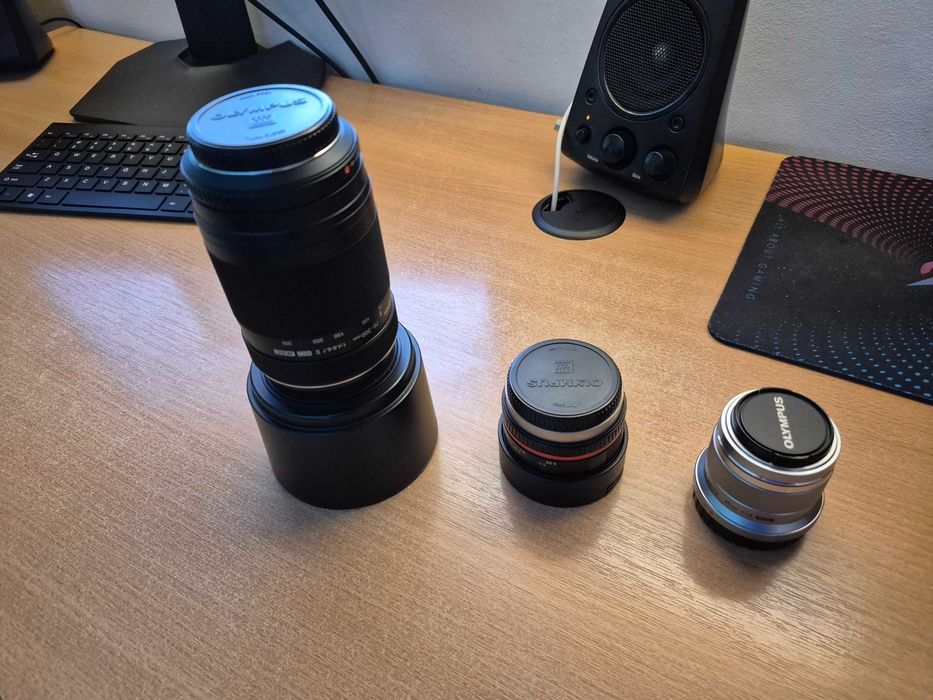 Obiective, montura MFT, micro Olympus 45 mm, 75-300 mm, Samyang 7,5 mm