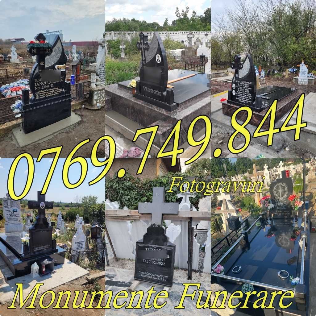 Foto Gravura Monumente Funerare Cruci Granit Negru Marmura Neagra