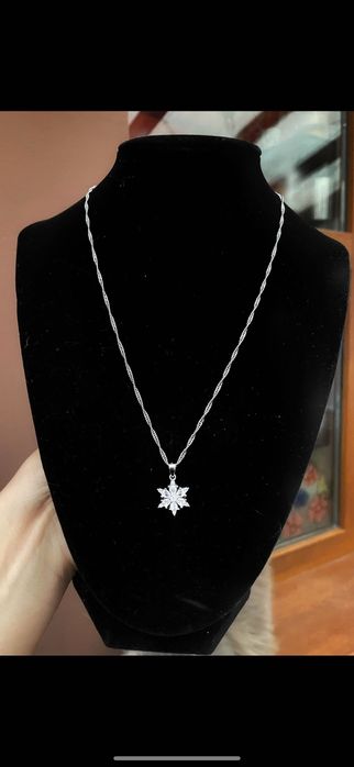 Сребърно колие снежинка 925