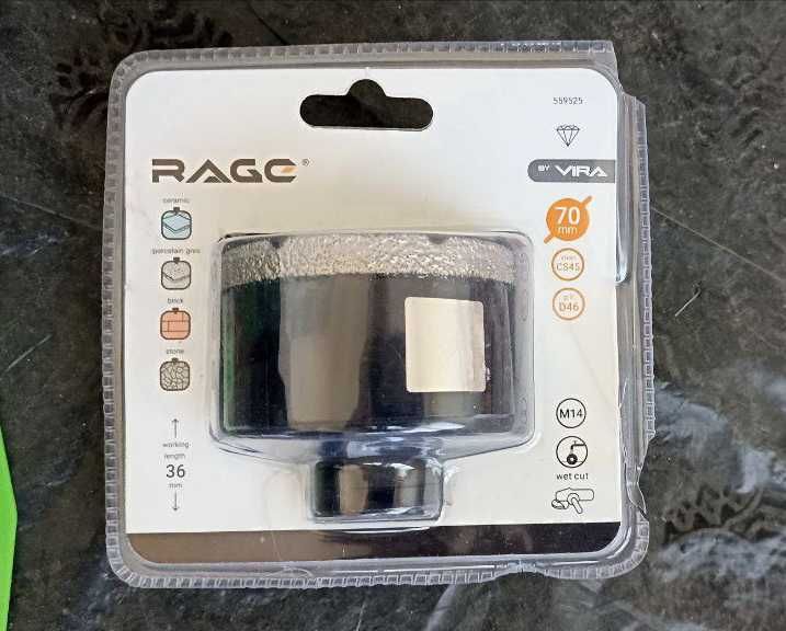 Коронка алмазная для УШМ, 70мм (керамогранит, керамика, бетон, камень)