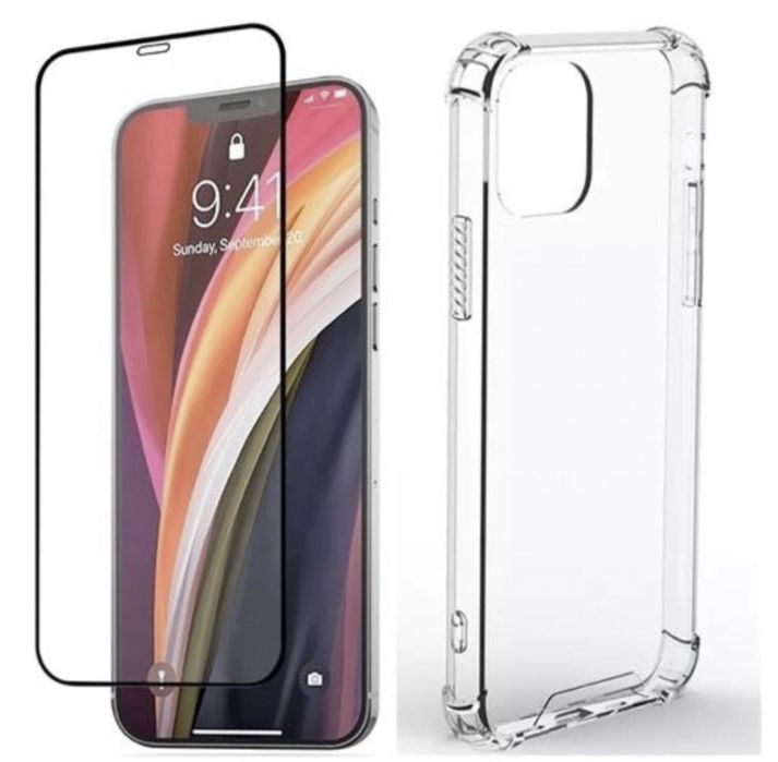 Husa Silicon + Folie Sticla Iphone 12/13/14/15/16E/17 PRO MAX PLUS AIR
