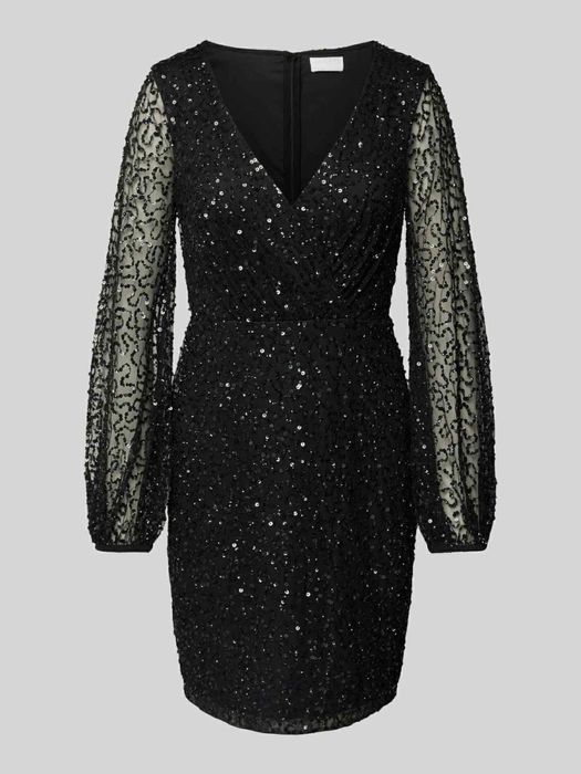 Официална рокля с черни пайети с прозрачен ръкав Jake*s cocktail