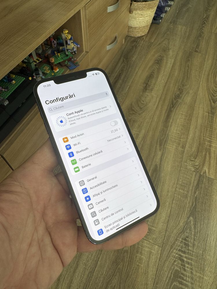 iPhone 12 Pro Max, memorie 256Gb, baterie 79%,husa, albastru, frumos