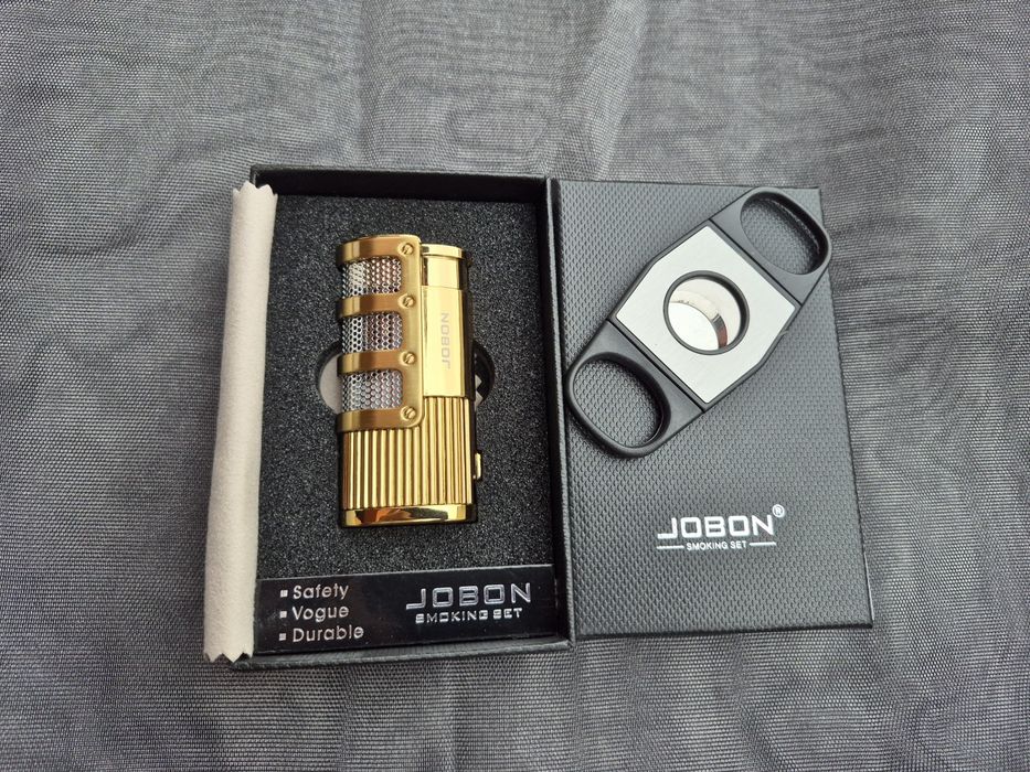 Луксозна запалка за пури JOBON с подарък резачка,три цвята