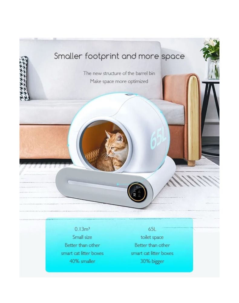 Litiera Auto Smart pisica,Sterilizare Ionica-gravitationali,Touch 9L