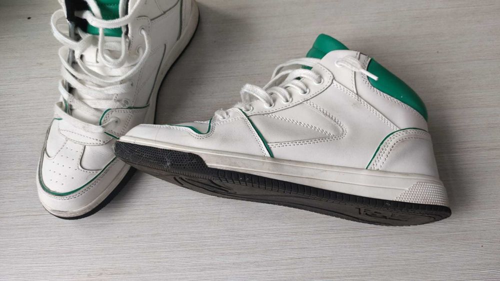 Adidasi / Tenisi Zara piele naturala alb cu verde