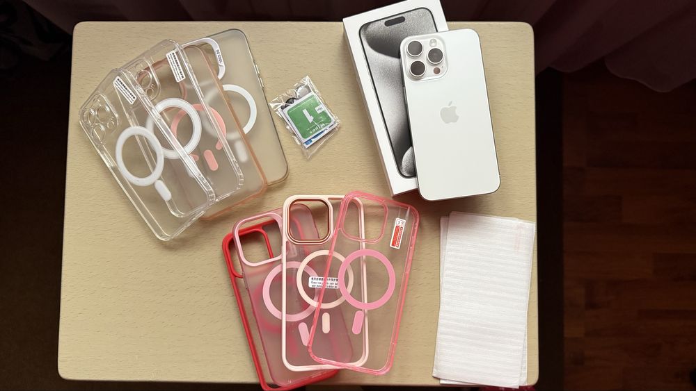 IPHONE 15 PRO MAX WHITE TITANIUM 256, impecabil baterie 100%