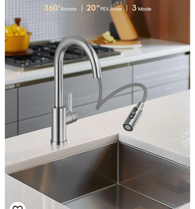 Baterie de bucatarie din nichel  cu pulverizator rabatabil