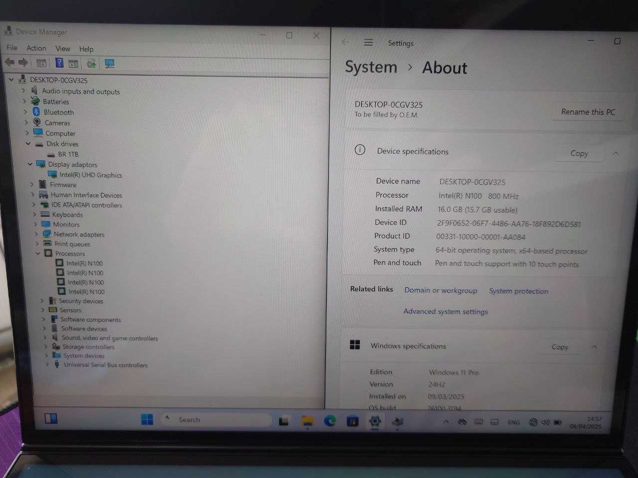 Dual Screen Laptop N100/RAM 16GB/SSD M2 1TB/Intel UHD/2.2K touchscreen
