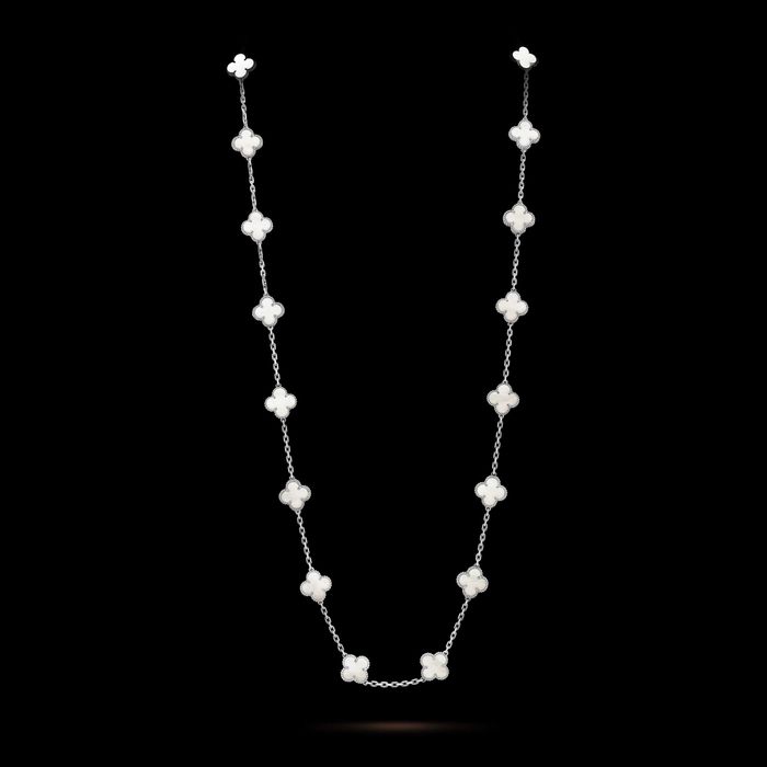 Van Cleef & Arpels VCA Silver Mother 20 Motifs Alhambra Дамско Колие